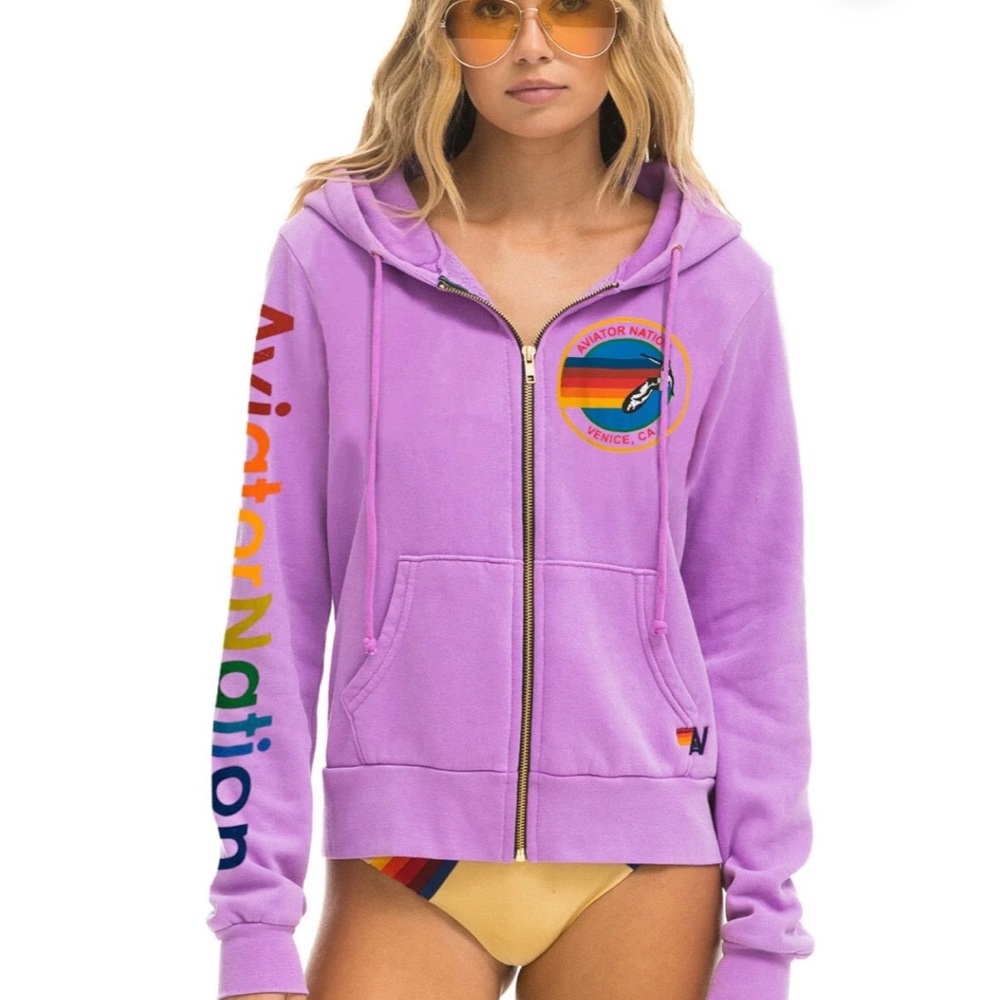 Aviator Nation Lavender Zip-Up Hoodie